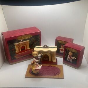 Hallmark the Bearingers flicking light fireplace & papa & Bernadette ornaments